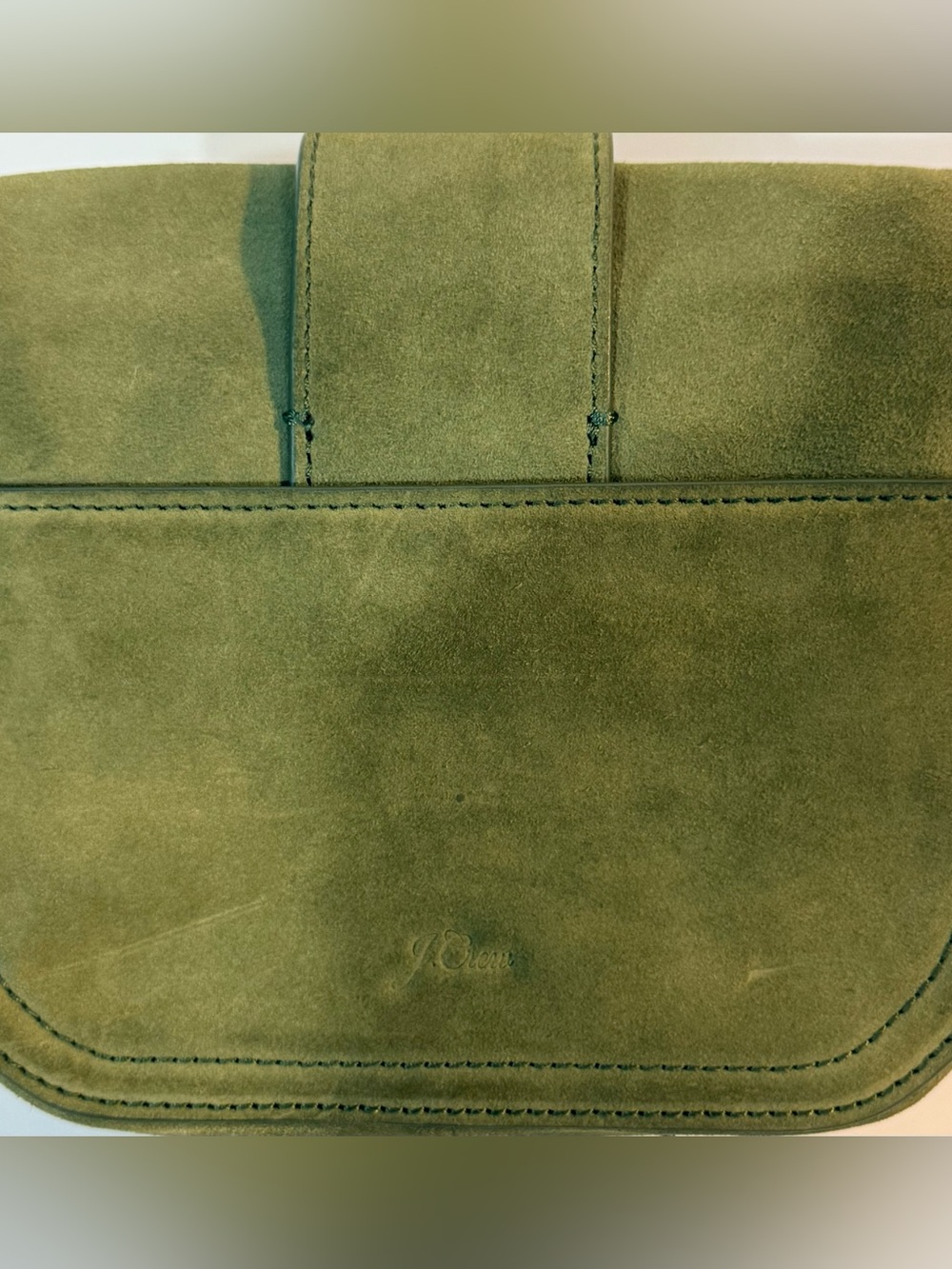 Olive Green Suede Saddle Bag Crossbody Gold Buckle Boho Chic Purse - Picture 4 of 7